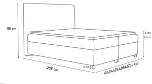 Čalúnená posteľ boxspring AVANTI + topper, 140x200, jasmine 21