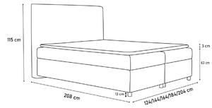 Čalúnená posteľ boxspring DAKOTA + topper, 180x200, madryt 920