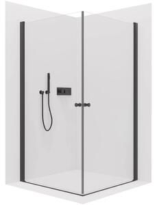 CERANO - Sprchovací kút Antelo Duo Ľ/P - 6 mm - čierna matná, transparentné sklo - 110x75x190 cm - otočný