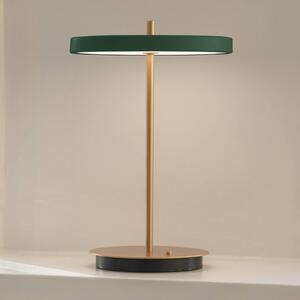 UMAGE LED dobíjacia stolová lampa Asteria Move lesná zelená/mosadz 31cm, Mosadz / zlato, Obývacia izba / jedáleň, kov, Dizajn, Stojacie svietidlo