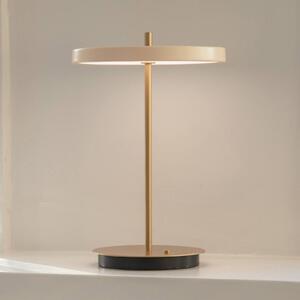UMAGE LED dobíjacia stolová lampa Asteria Move perleťová biela/mosadz 31cm