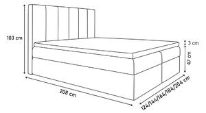 Čalúnená posteľ boxspring ROCCO + topper, 200x200, jasmine 100