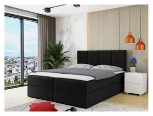 Kontinentálna manželská posteľ 140x200 CARMELA - čierna + topper ZDARMA