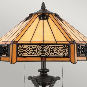 Stolová lampa Indus v štýle Tiffany, Hnedá / staromosadz, Obývacia izba / jedáleň, Sklo, Tiffany, Stojacie svietidlo