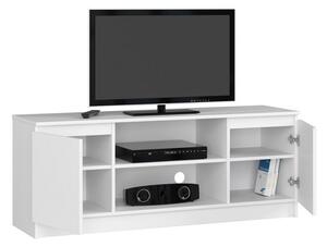 TV stolík RTV K140 2D1P, 140x55x40, biela/čierna lesk