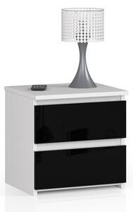 Nočný stolík ARMARIA CL 2, 40x40x35, biela/čierna lesk