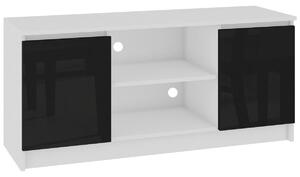 TV stolík RTV K120 2D1P, 120x55x40, biela/čierna lesk