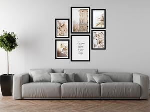 Gario Sada plagátov Nasleduj svoje sny - 6 dielna Farba rámu: Rustikálna, Veľkosť: 85 x 92 cm