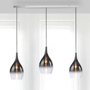 Paul Neuhaus Pilua závesná lampa, dym, sklo, 100 cm, 3 svetlá