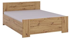 Manželská posteľ BONO + rošt, 160x200, dub artisan + penový matrac 14 cm
