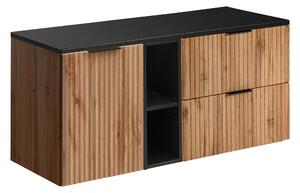 Comad Kúpeľňová skrinka pod doskové umývadlo s košom na prádlo Adel Oak SET-ADO B BLACK LB 120 čierna/dub wotan