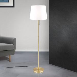 Textilná stojacia lampa Ludwig, starožitná mosadz, Mosadz / zlato, Obývacia izba / jedáleň, kov, Moderný, Stojaca lampa