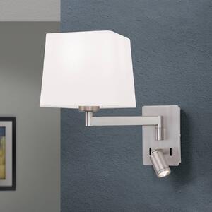 Textilná nástenná lampa Carlton, matný nikel