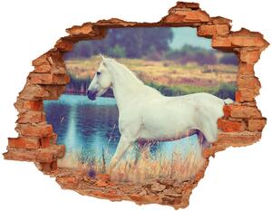 Nálepka 3D diera na stenu White horse lake nd-c-87150545