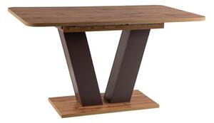 Rozkladací stôl THALES, 136-176x76x80, dub wotan/hnedý