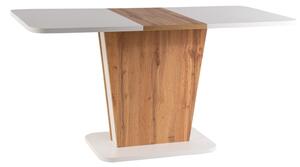 Rozkladací jedálenský stôl HESTIA, 110-145x76x68, biela/beton