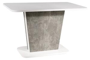 Rozkladací jedálenský stôl CALIPSO, 110-145x76x68, biela/beton