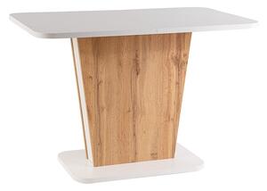 Rozkladací jedálenský stôl HESTIA, 110-145x76x68, biela/beton