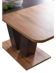 Rozkladací stôl THALES, 136-176x76x80, dub wotan/hnedý
