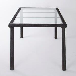 Stôl Lubango hliník/sklo/polyratan, antracit 150 x 90 x 75 cm