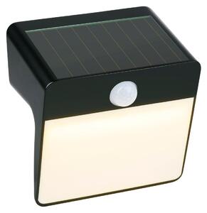 Solárne vonkajšie svietidlo Grundig – solárne nástenné svietidlo s detektorom pohybu – teplobiele LED svetlo pre exteriér – stupeň krytia IP44 proti striekajúcej vode – doba nabíjania 6–8 hodín – čierna farba
