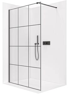 CERANO - Sprchová zástena Walk-in Onyx Cube Ľ/P - 8 mm - hranatá vzpera - čierna matná, industriálne sklo - 90x200 cm