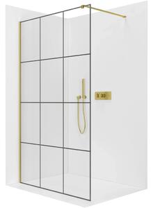 CERANO - Sprchová zástena Walk-in Onyx Cube Ľ/P - 8 mm - hranatá vzpera - zlatá, industriálne sklo - 100x200 cm