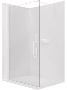 CERANO - Sprchová zástena Walk-in Onyx Cube Ľ/P - 8 mm - hranatá vzpera - biela matná, transparentné sklo - 30x200 cm