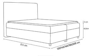 Čalúnená posteľ boxspring WOLF + topper, 160x200, casablanca 2301