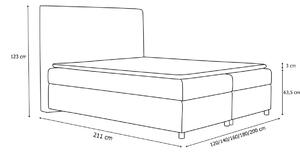 Čalúnená posteľ boxspring PIANO + topper, 200x200, Gloss velvet 1213