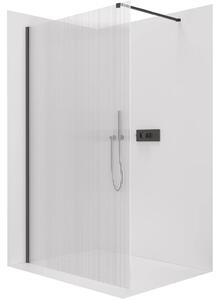 CERANO - Sprchová zástena Walk-in Onyx Cube Ľ/P - 8 mm - hranatá vzpera - čierna matná, ryhované sklo - 50x200 cm