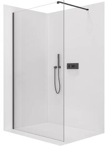 CERANO - Sprchová zástena Walk-in Onyx Cube Ľ/P - 8 mm - hranatá vzpera - čierna matná, transparentné sklo - 40x200 cm