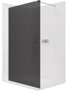 CERANO - Sprchová zástena Walk-in Onyx Cube Ľ/P - 10 mm - hranatá vzpera - chróm, grafitové sklo - 110x200 cm