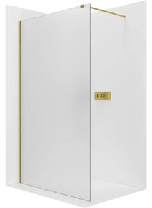 CERANO - Sprchová zástena Walk-in Onyx Cube Ľ/P - 8 mm - hranatá vzpera - zlatá, mliečne sklo - 30x200 cm