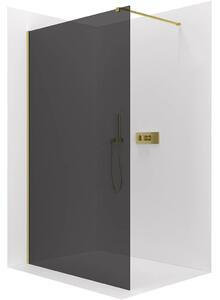 CERANO - Sprchová zástena Walk-in Onyx Cube Ľ/P - 8 mm - hranatá vzpera - zlatá, grafitové sklo - 100x200 cm