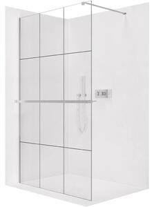 CERANO - Sprchová zástena Walk-in Onyx Cube Ľ/P - 8 mm + polička/držiak na uteráky - hranatá vzpera - chróm, industriálne sklo - 90x200 cm