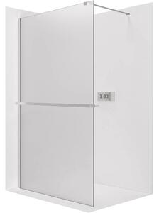 CERANO - Sprchová zástena Walk-in Onyx Cube Ľ/P - 8 mm - hranatá vzpera + polička/držiak na uteráky - chróm, mliečne sklo - 30x200 cm