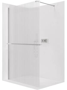 CERANO - Sprchová zástena Walk-in Onyx Cube Ľ/P - 8 mm + polička/držiak na uteráky - hranatá vzpera - chróm, ryhované sklo - 70x200 cm