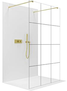 CERANO - Sprchová zástena Walk-in Onyx Duo Ľ/P - 8 mm - hranatá vzpera - zlatá, industriálne sklo - 100x200 cm