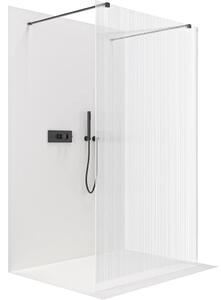 CERANO - Sprchová zástena Walk-in Onyx Duo Ľ/P - 8 mm - hranatá vzpera - čierna matná, ryhované sklo - 50x200 cm