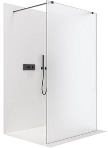 CERANO - Sprchová zástena Walk-in Onyx Duo Ľ/P - 8 mm - hranatá vzpera - čierna matná, mliečne sklo - 50x200 cm