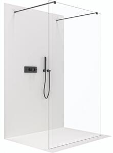CERANO - Sprchová zástena Walk-in Onyx Duo Ľ/P - 8 mm - hranatá vzpera - čierna matná, transparentné sklo - 80x200 cm