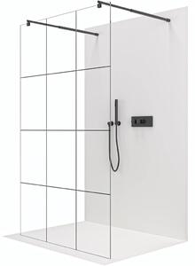 CERANO - Sprchová zástena Walk-in Onyx Duo Ľ/P - 8 mm - guľatá vzpera - čierna matná, industriálne sklo - 150x200 cm