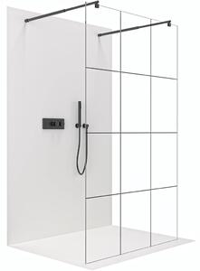 CERANO - Sprchová zástena Walk-in Onyx Duo Ľ/P - 8 mm - guľatá vzpera - čierna matná, industriálne sklo - 110x200 cm