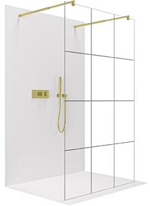 CERANO - Sprchová zástena Walk-in Onyx Duo Ľ/P - 8 mm - guľatá vzpera - zlatá, industriálne sklo - 90x200 cm