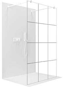 CERANO - Sprchová zástena Walk-in Onyx Duo Ľ/P - 8 mm - guľatá vzpera - biela matná, industriálne sklo - 90x200 cm