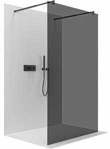 CERANO - Sprchová zástena Walk-in Onyx Duo Ľ/P - 8 mm - guľatá vzpera - čierna matná, grafitové sklo - 80x200 cm