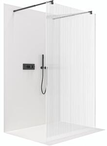 CERANO - Sprchová zástena Walk-in Onyx Duo Ľ/P - 8 mm - guľatá vzpera - čierna matná, ryhované sklo - 50x200 cm