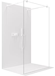 CERANO - Sprchová zástena Walk-in Onyx Duo Ľ/P - 8 mm - guľatá vzpera - biela matná, transparentné sklo - 50x200 cm