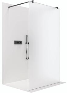 CERANO - Sprchová zástena Walk-in Onyx Duo Ľ/P - 8 mm - guľatá vzpera - čierna matná, mliečne sklo - 50x200 cm